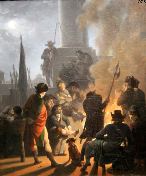 French revolution bivouac painting (c1790) by Nicolas-Antoine Taunay at Orleans Beaux Arts Museum. Orleans, France.
