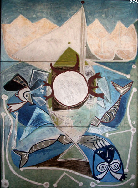 Ulysses & the Sirens (Ulysse et les sirènes) paint & graphite (1947) by Pablo Picasso at Picasso Museum. Antibes, France.