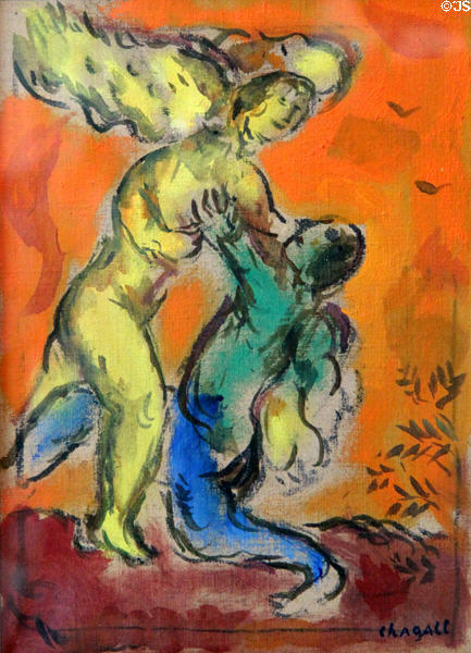Fight of Jacob & Angel (La Lutte de Jacob et de l'Ange) painting (1960-66) by Marc Chagall at Chagall Museum. Nice, France.