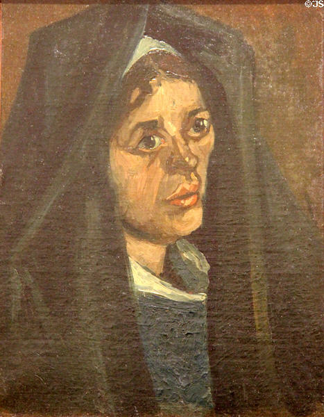 Peasant woman with green shawl painting (1885) by Vincent van Gogh at Beaux-Arts Museum. Lyon, France.