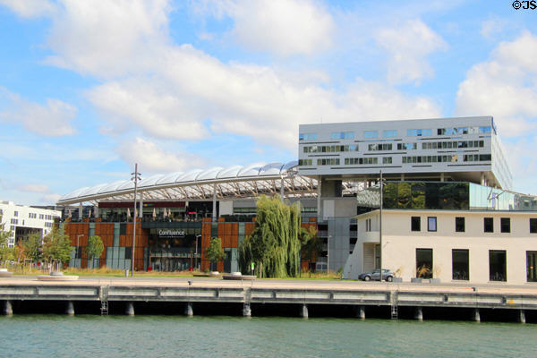 Confluence shopping center seen from Saône River. Lyon, France.