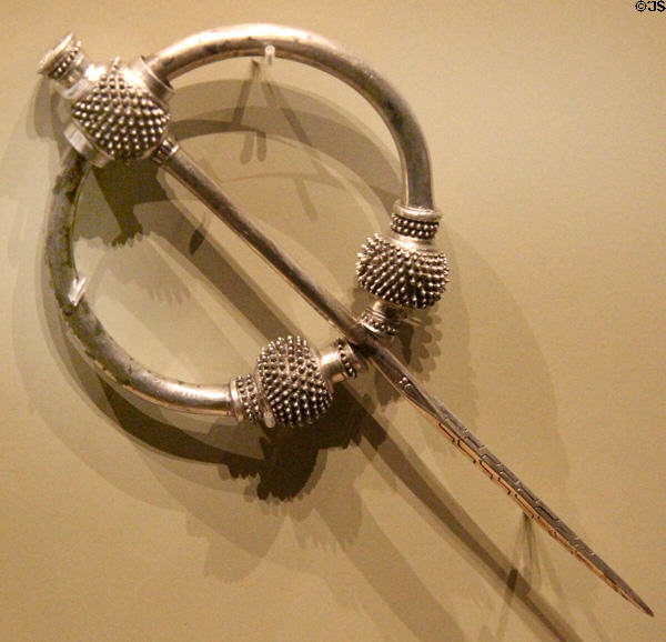 Silver Irish brooch - penannular (9th-10thC) from Kildare at National Museum of Ireland Archaeology. Dublin, Ireland.
