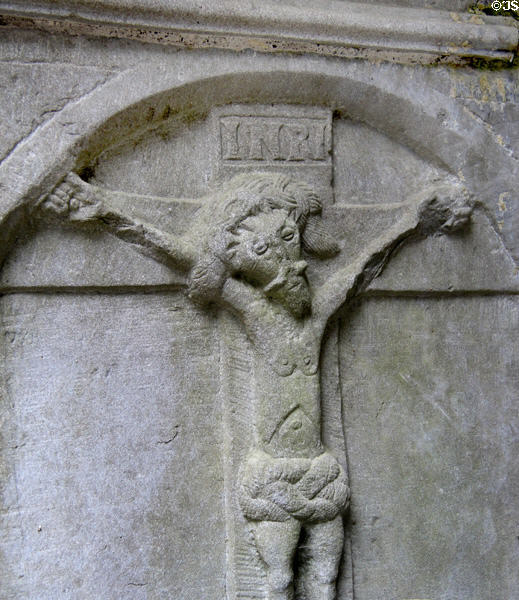 Carved crucifix in cathedral at Rock of Cashel. Cashel, Ireland.