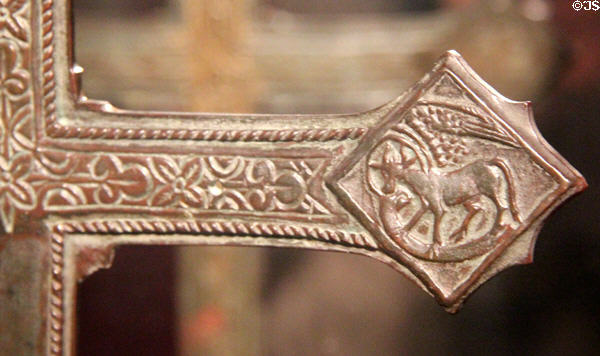 Winged bull of Evangelist Luke on Waterford altar cross (c1450) at Museum of Treasures. Waterford, Ireland.