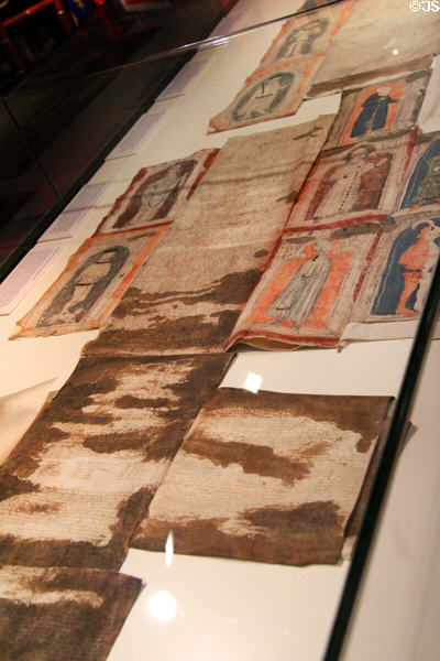 Parchment documents (1215-1372) joined into Great Charter Roll in support of legal case arguing Waterford's shipping monopoly at Museum of Treasures. Waterford, Ireland.
