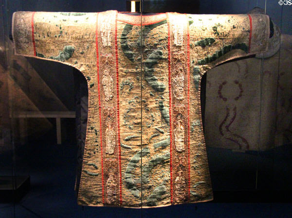 Medieval vestment discovered (1773) during demolition of old cathedral at Museum of Treasures. Waterford, Ireland.