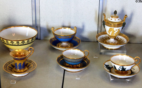 Porcelain coffee service pieces (c1790s-1828) by Dihl & Guérhard of Paris at Pitti Palace Ceramics Museum. Florence, Italy.