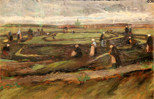 Net-menders in dunes painting (1882) by Vincent van Gogh at Van Gogh Museum. Amsterdam, NL.