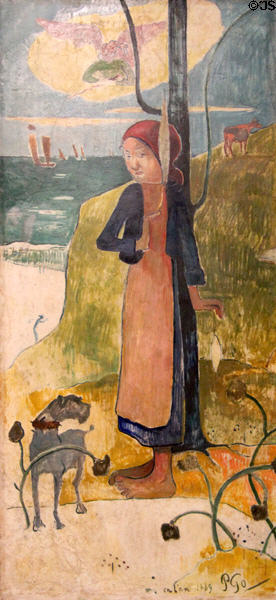 Breton girl spinning painting (1889) by Vincent van Gogh at Van Gogh Museum. Amsterdam, NL.