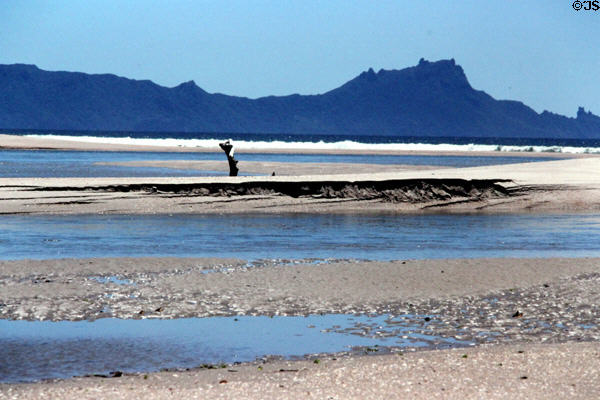 Surf entering the estuary of Waipu River. New Zealand.
