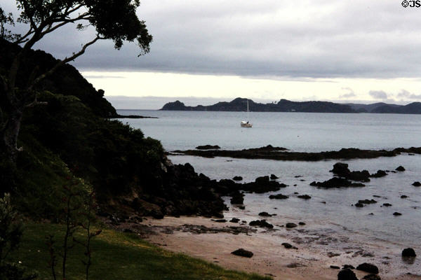 Scenic Long Beach in Russell. New Zealand.