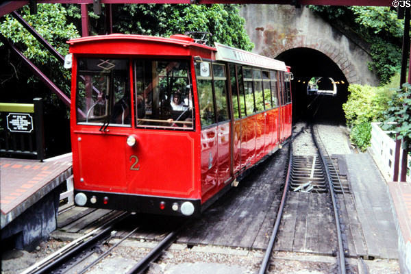 Red cable car in Wellington. Wellington, New Zealand.
