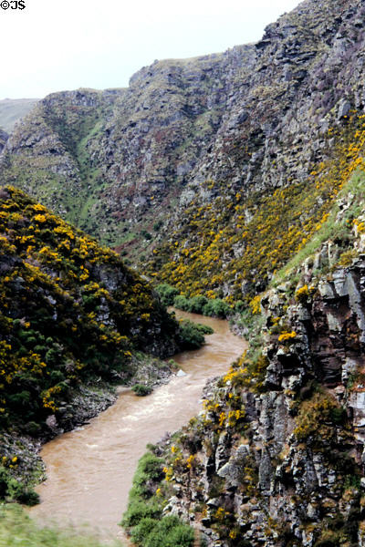 View of gorge from Taieri Gorge Rail Road. New Zealand.