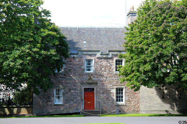 Stone Georgian building on grounds of Holyrood Palace. Edinburgh, Scotland.