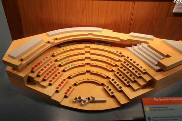 Model of Parliamentary chamber at Scottish Parliament. Edinburgh, Scotland.