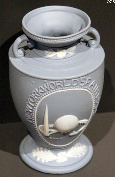 Souvenir vase with Trylon & Perisphere structures from New York World's Fair (1939) at National Museum of Scotland. Edinburgh, Scotland.