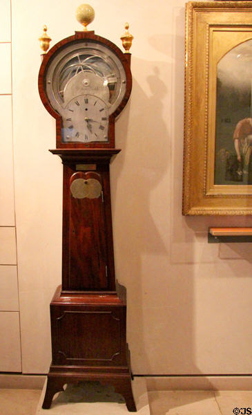 Astronomical clock (c1777) by William Robb of Montrose, Scotland with case made in Philadelphia at National Museum of Scotland. Edinburgh, Scotland.