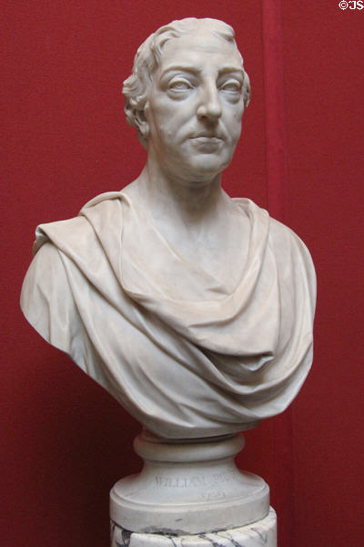 William Pitt the Elder, 1st Earl of Chatham, marble bust (c1759) by Joseph Wilton at National Gallery of Scotland. Edinburgh, Scotland.