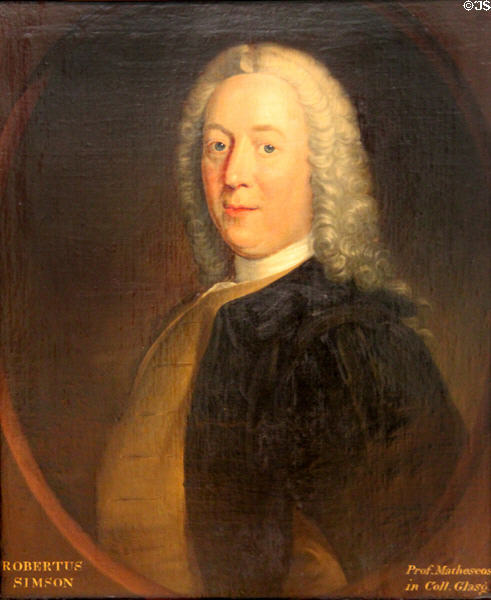 Prof. Robert Simson painting (1769-70) by William Cochrane at Hunterian Art Gallery. Glasgow, Scotland.
