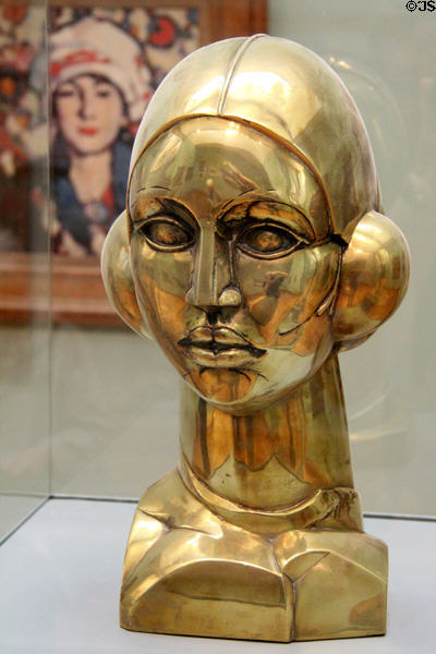 Eastre - Hymn to the Sun brass sculpture (1924) by John Duncan Fergusson of Scottish Colourists at Hunterian Art Gallery. Glasgow, Scotland.