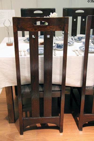 Miss Cranston's Tearoom Luncheon Room chairs (1900) by Charles Rennie Mackintosh at Kelvingrove Art Gallery. Glasgow, Scotland.