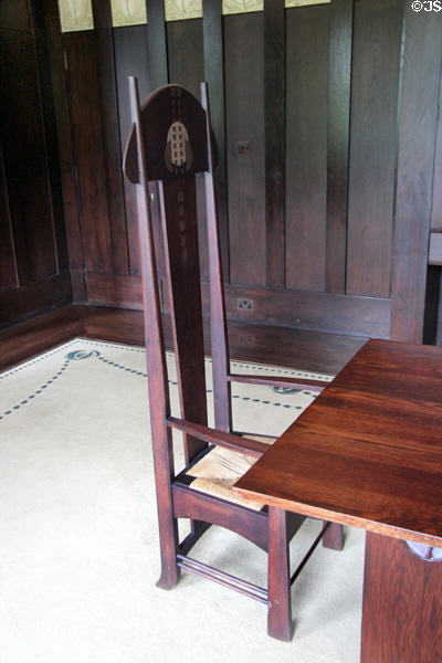Dining room chair (2006) at House for an Art Lover. Glasgow, Scotland.