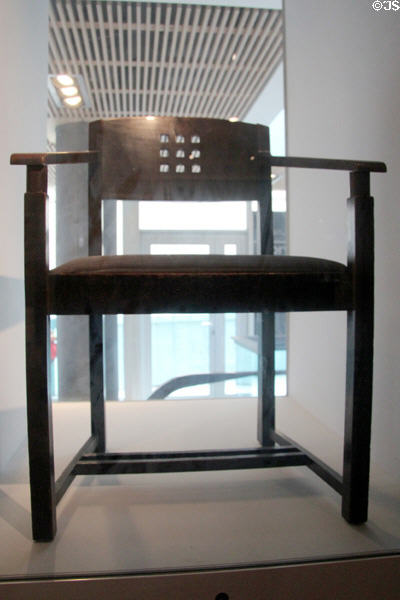 Glasgow School of Art Director's Room original armchair (1904) by Charles Rennie Mackintosh at The Lighthouse. Glasgow, Scotland.