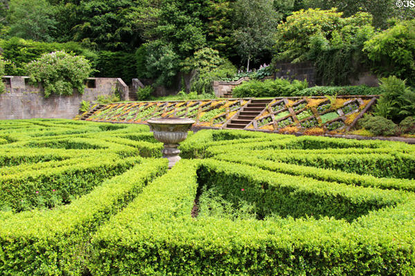 Boxwood garden at Pollok House. Glasgow, Scotland.