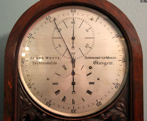 Face of tall clock by James Whyte of Glasgow at Holmwood. Glasgow, Scotland.
