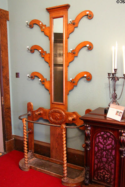 Hat & umbrella stand in parlor at Holmwood. Glasgow, Scotland.