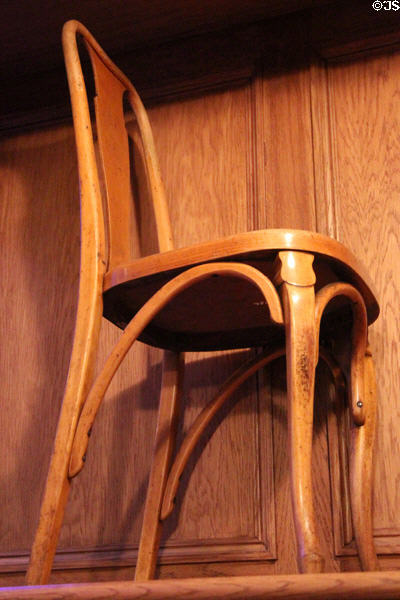 Arts & Crafts chair (c1900) by Wylie & Lochhead of Glasgow at Riverside Museum. Glasgow, Scotland.