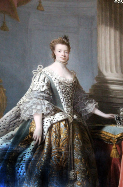 Queen Charlotte in Her Coronation Robes portrait by Allan Ramsay at Culzean Castle. Maybole, Scotland.