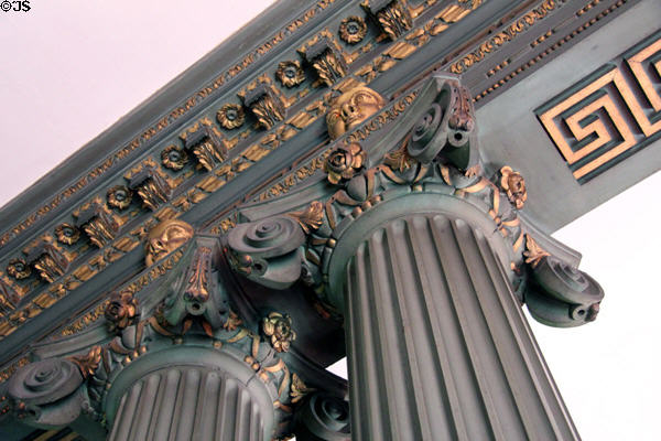 Ionic columns replacing demolished wall in dining room at Newhailes. Musselburgh, Scotland.