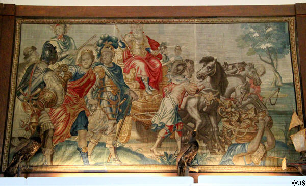 Tapestry with Three Kings in billiard room / library at Glamis Castle. Angus, Scotland.