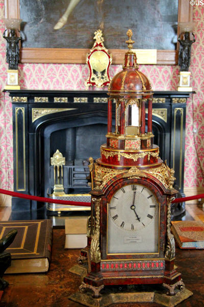 Table clock by Viner of Sackville Street of London in library at Scone Palace. Perth, Scotland.
