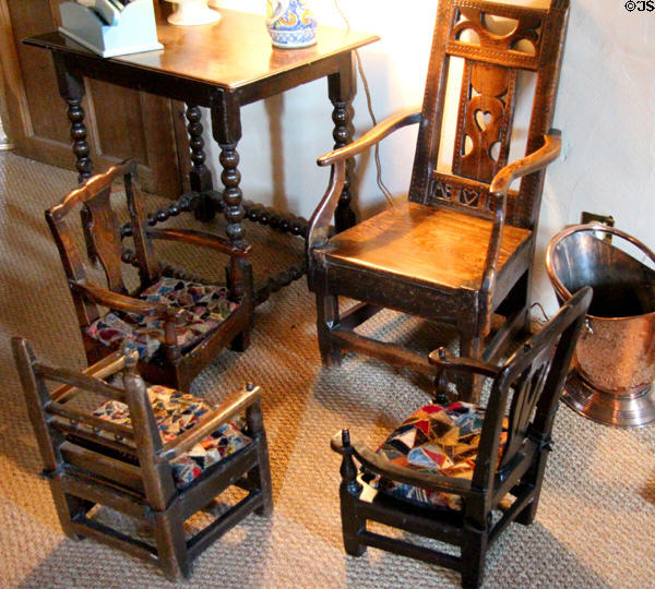 Children's chairs at Crathes Castle. Crathes, Scotland.