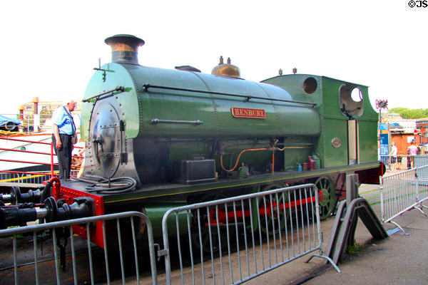 Volunteer worker inspecting Henbury's saddleback engine. Bristol, England.