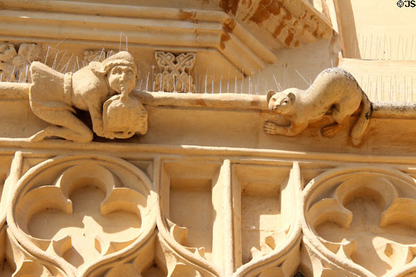 Gargoyles on exterior of Church of St John Baptist. Cirencester, England.