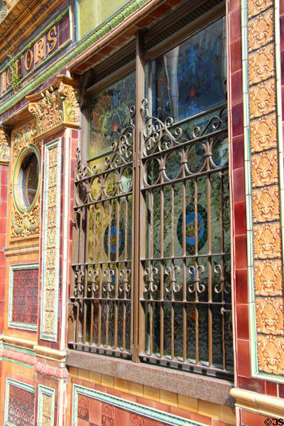 External ironwork & tiles at Crown Liquor Saloon. Belfast, Northern Ireland.