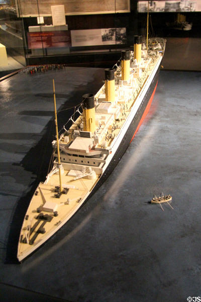 Model of sinking Titanic at Ulster Transport Museum. Belfast, Northern Ireland.