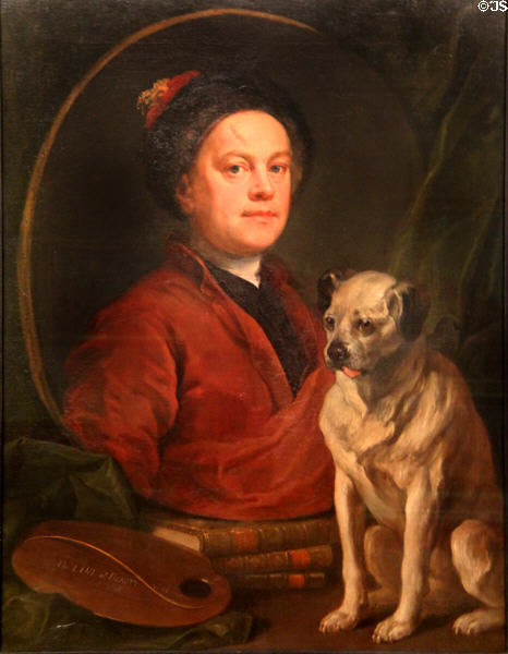 William Hogarth self portrait with pug (1745) at Tate Britain. London, United Kingdom.
