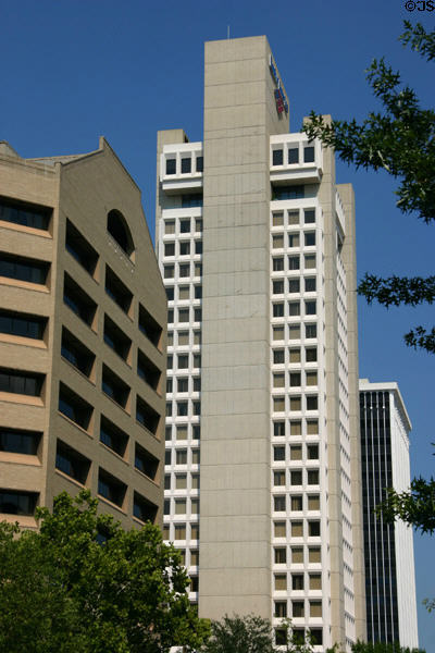 Bank of America Plaza between other modern highrises. Little Rock, AR.