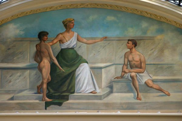 Mural of Spirit of Education by Paul Heerwagen in Arkansas State Capitol. Little Rock, AR.