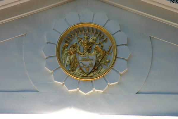 Seal of Arkansas on Old State House. Little Rock, AR.
