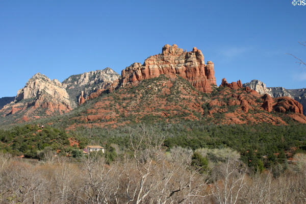 Striated rock formations above Sedona. Sedona, AZ.