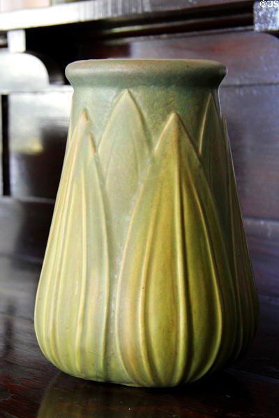 Arts & Crafts glazed stoneware vase by Burley-Winter Pottery in Corbett House at Tucson Museum of Art. Tucson, AZ.