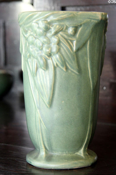 Arts & Crafts ceramic floral motif vase by McCoy Pottery in Corbett House at Tucson Museum of Art. Tucson, AZ.