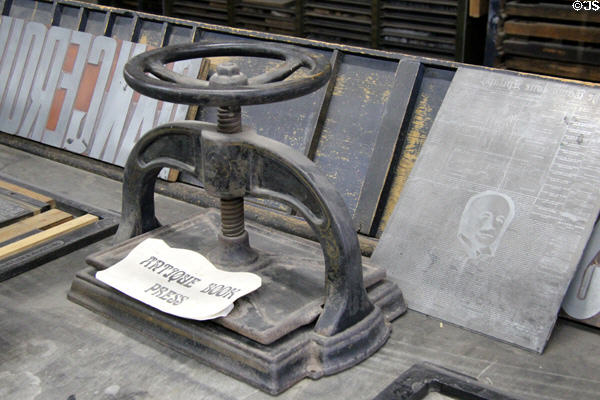 Antique letter press at Tombstone Epitaph Museum. Tombstone, AZ.