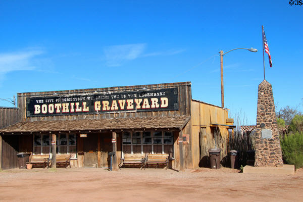 Boothill Graveyard Cemetery entrance building. Tombstone, AZ.