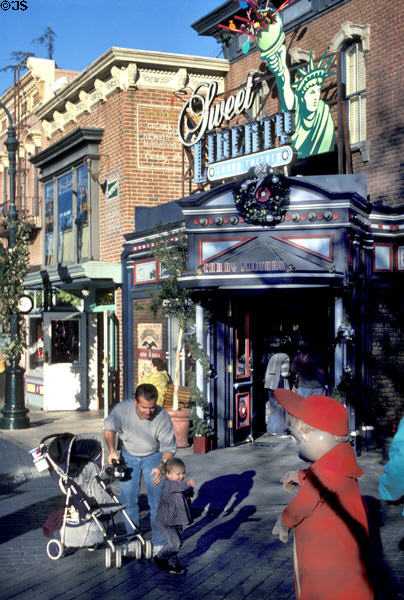 Shopping mall in style of early American town at Universal Studios. Universal City, CA.
